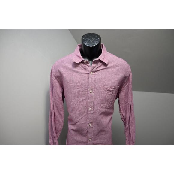 Banana Republic Linen Standard Fit Button Up Shirt Pink Long Sleeve Mens Large - Picture 2 of 7